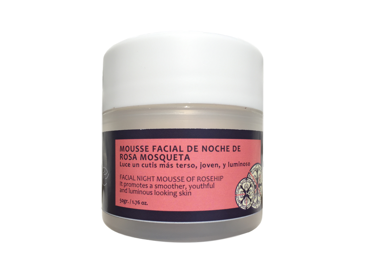 Mousse facial de noche de rosa mosqueta