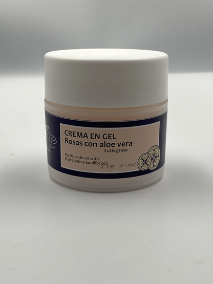 Crema en gel de rosas con aloe vera – para cutis graso