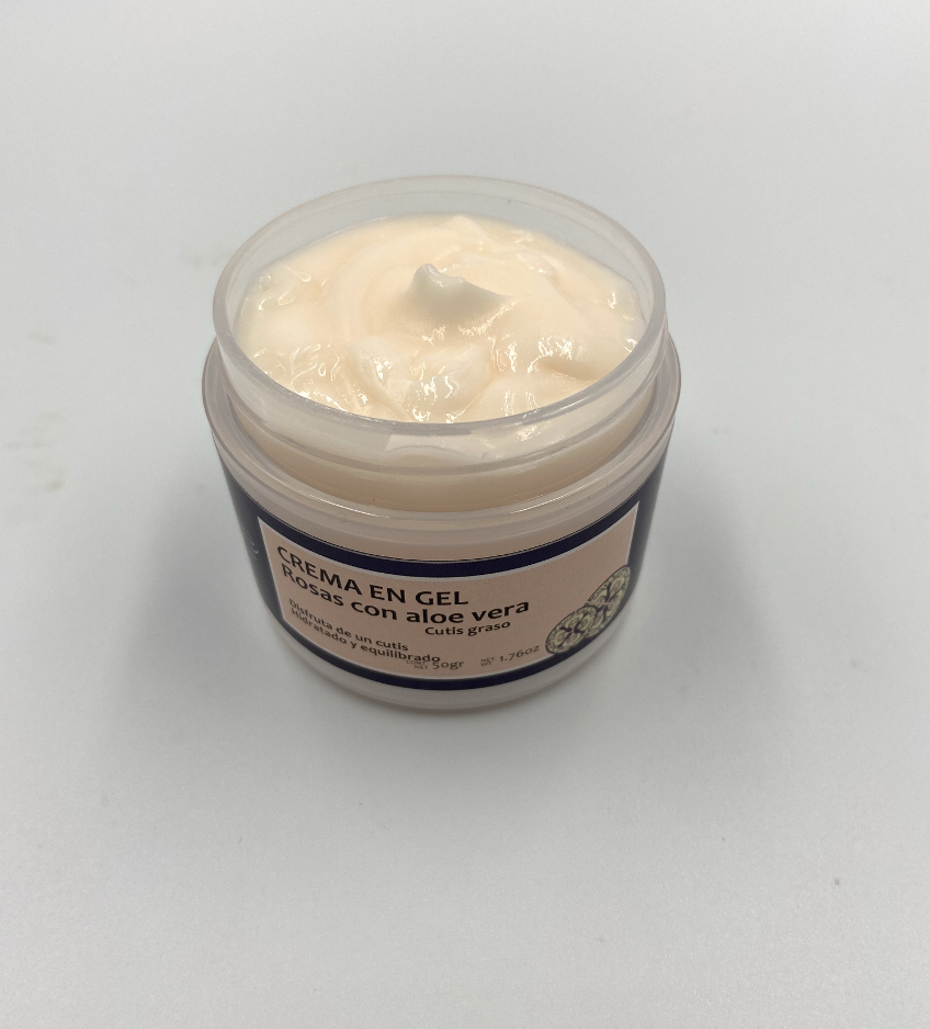 Crema en gel de rosas con aloe vera – para cutis graso